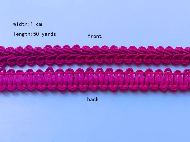 MONIDOOR 3/8 Inch Gimp Braid Trim 50 Yards for Upholstery Costume DIY Crafts (1303 Rose Red) - Image 4